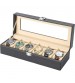 6 Slot Leather Watch Box Display Case Watch Organizer Transparent Glass